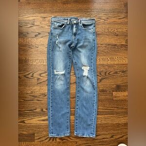 Pilcro Distressed Straight Leg Blue Jeans